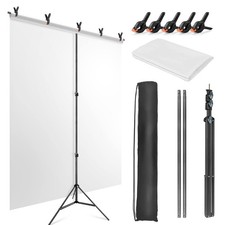 White Backdrop with Stand for Photoshoot, 5X6.5ft White Photo Backdrop with T...