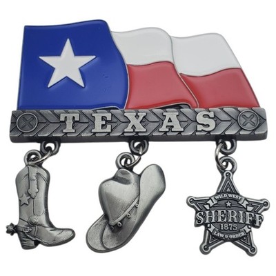Texas Refrigerator Magnet Souvenir Travel Tourist Lone Star State Map Flag Metal