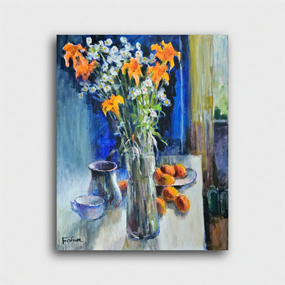 Oil painting Flowers Ukrainian painter canvas Unframed Decor original still life