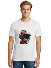 Futuristic-Space-Helmet Mens Graphic Tee, 100% Cotton, Casual Summer Wear