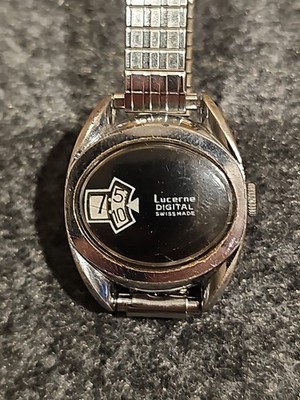 Vintage Lucerne Digital Jump Hour Watch Swiss Manual Wind 27mm Oval Dial
