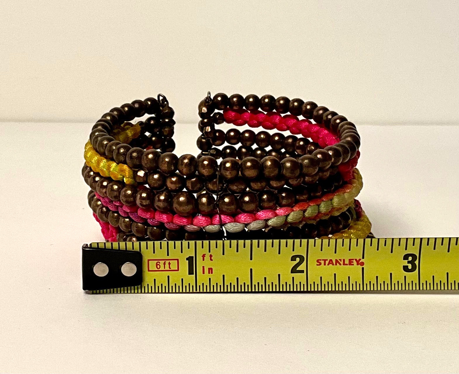 Memory Wire Bangle Cuff Bracelet Multilayered Bea… - image 12