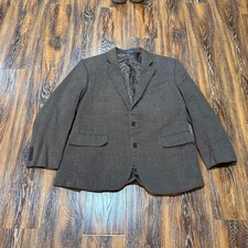 Stafford Signature Mens 44 Short Brown Merino Wool Blazer Tweed Sport Coat
