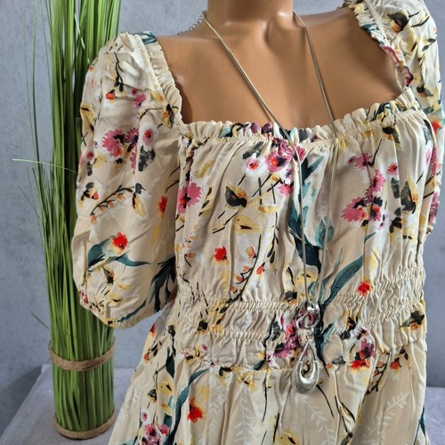 Kleid Sommerkleid Bodyflirt Beige geblümt Kurzarm Gr. 42 bis 52 Damen (5 255) - Bild 7 von 10