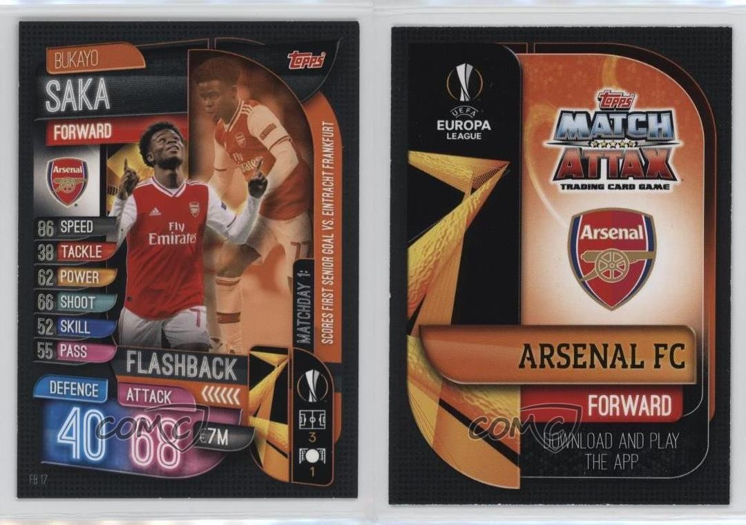 2019-20 Topps Flashback Bukayo Saka #FB17 Rookie RC 00e8 view 3