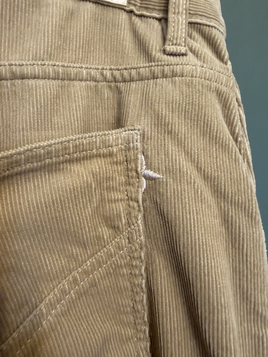 LV Louis Vuitton Pants Beige Gold Tone Buttons Men Corduroy Cotton