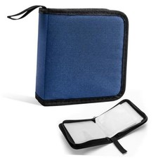 Car CD Case, 40 Capacity CD Storage Binder Wallet Zipper Protective Case, Blue