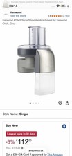 Kenwood AT340 Continuous Slicer/Grater Chef Attachment Silver