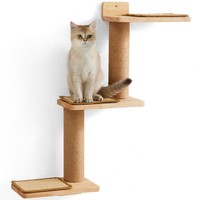 Katzen Kletterwand Regal Gummiholz Jute Kratzbaum Plattform Wandmontage 3 In 1