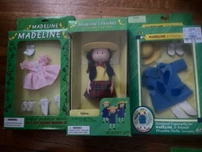 Madeline Doll’s Friend Chloe, Pink Tea Party Dress, Blue Coat NIB EDEN