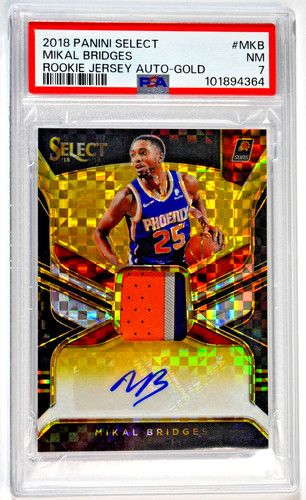 Mikal Bridges [Gold] #MKB 2018 Panini Select Rookie Jersey Autographs card