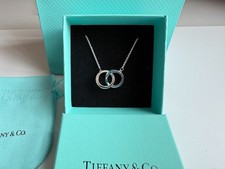 Tiffany & Co. 925 sterling silver chain necklace with double rings pendant 16"
