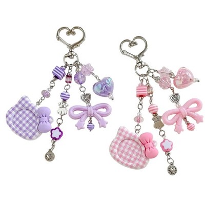 Secure Alloy Keychain Beaded Bowknot Designs Portable for Daily Use Items