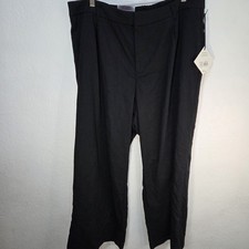 Ava Viv Women's Black High-Rise Wide Leg Plus Size 20 Strech Dress Pants