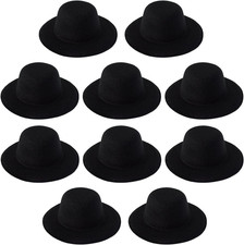 10 Pcs Black Mini Formal Hats Miniature Hats for DIY Crafts Hair Accessories Dec