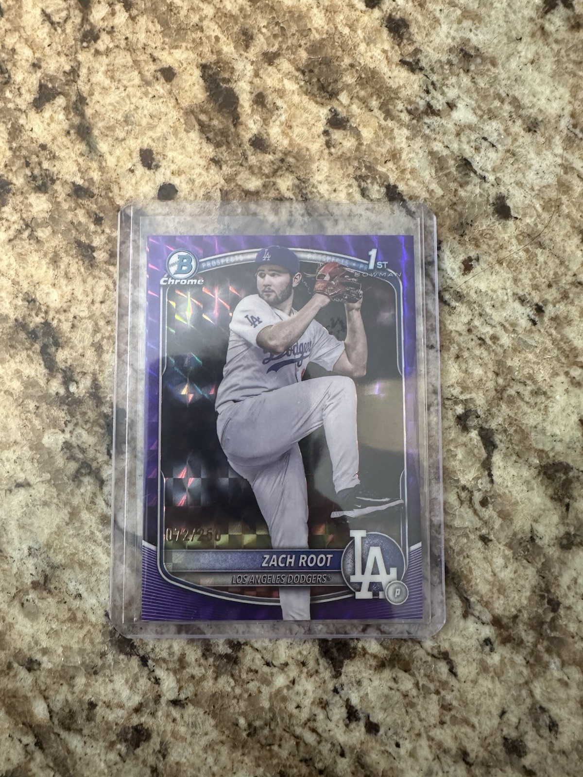 2025 Bowman Draft Zach Root Chrome Purple Geometric Refractor 1st Prospect #/250