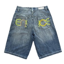 Vintage Y2K ENYCE Jean Shorts Mens 32 Baggy Embroidered Skate Jorts