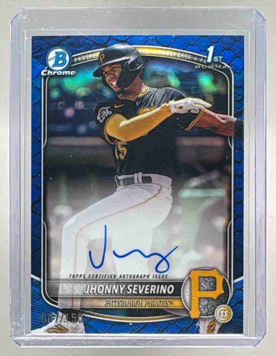 Jhonny Severino 2025 Bowman Chrome Blue Reptilian Refractor Auto 1st RC 7/150