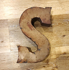 Industrial Distressed Brown Metal Letter S Sign 3D Freestanding Decor