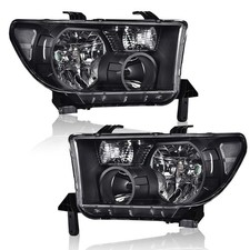 Halogen Headlights For Toyota Tundra 07-13 Sequoia 08-17 Clear Lens Black