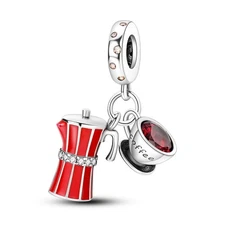 MULA European 925 Silver DIY Charm AAA CZ Enamel Coffee Cup For Women Bracelet