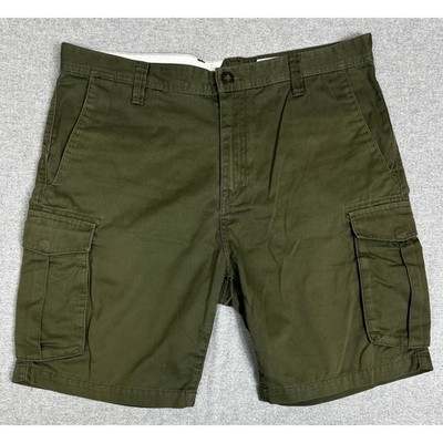 Volcom Cargo Shorts Mens 36 8'' Inseam Olive Green Cotton Twill Multi-Pocket