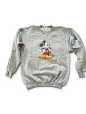 VTG 90s Disney Store Mickey Mouse Sweatshirt Grey Medium NOS NWOT Textured