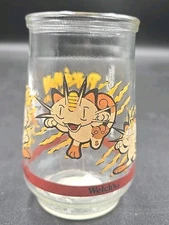 Pokemon #52 Meowth Promotional Welch's Glass Jelly Jar Nintendo Vintage 1999