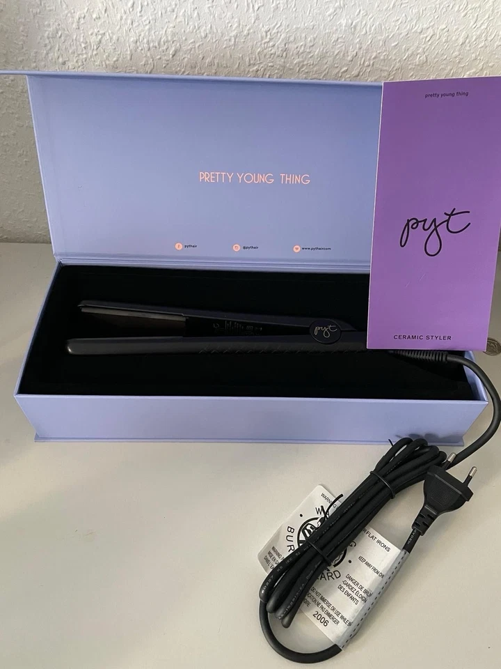 PYT 1.25 Professional Ceramic Hair Straightener - Negative Lon Flat Iron Black