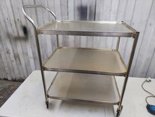 Vintage 3 Etagen Getränkewagen Servierwagen Bar Teewagen Metall Chrom Mittel...