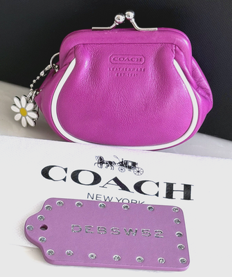 COACH PINK LEATHER MINI KISSLOCK COIN PURSE BAG CHARM FOB | eBay
