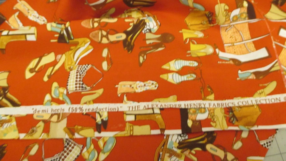 Alexander Henry Demi Heels Print Cotton Fabric High Heel Novelty VTG 32" x 44" - Image 2 of 4