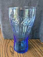 Blue Coca Cola Glass 6" Double Sided Logo