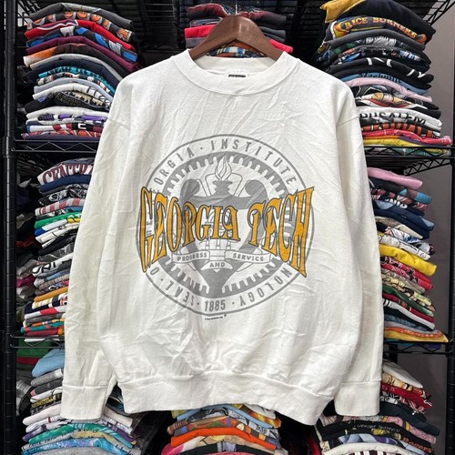 Vintage 90s Georgia Tech White College Crewneck Sweatshirt