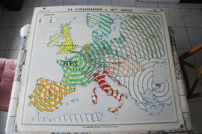 ANCIENNE CARTE SCOLAIRE HATIER HISTOIRE 224 225 EUROPE TROTIGNON VIDAL - Photo 1/4