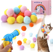 Interactive Cat Toys for Indoor Cats, Cat Ball Launcher with 30 Plush Balls for