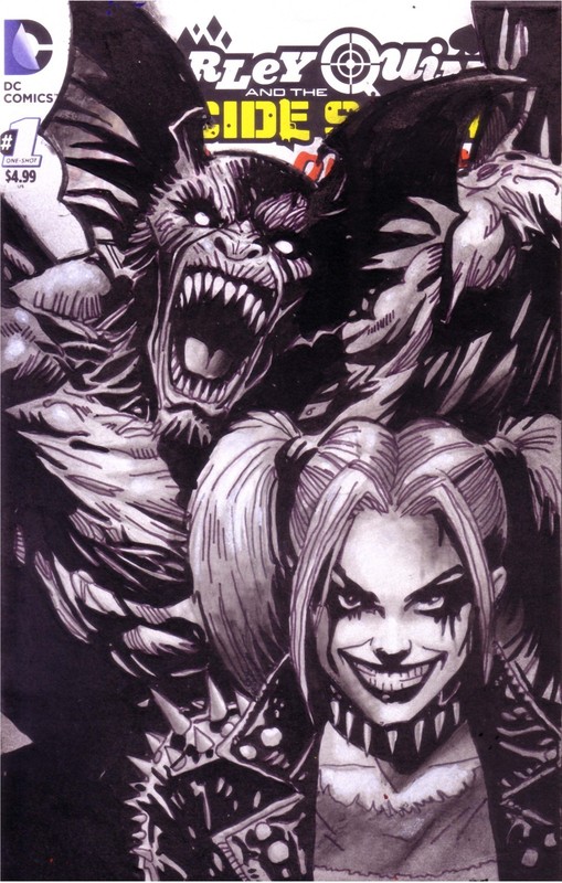 HARLEY'S APRIL FOOL SPECIAL 1# HARLEY QUINN/ MAN-BAT SKETCH COVER -Sportelli Art