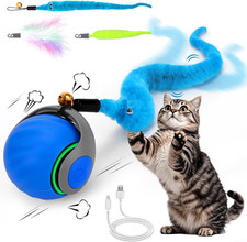 Interactive Cat Toy Ball - Speedy Cat Toys for Indoor Cats with Feather Tails fo