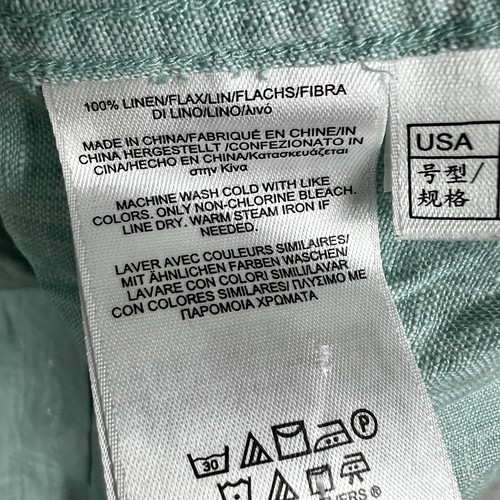 Brooks Brothers Hemden 1818 Herren 100% Leinen Regent Knopf türkis blau kurzarm - Bild 10 von 11