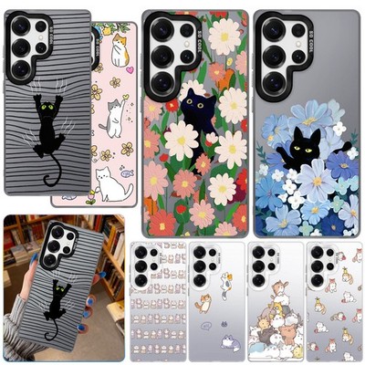 Phone Case Playful Cat Print Cover For Samsung S25 Plus S24 FE S23 S22 S26 Ultra