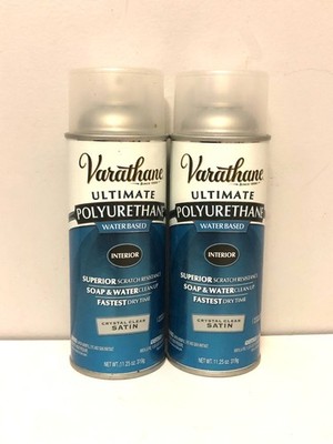 2 new cans of Varathane Satin Clear Interior Water-Based Spray Polyurethane