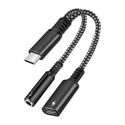 2 in 1 Type-C USB C to 3.5mm AUX Audio Headphone Jack Adapter Charger Cable New