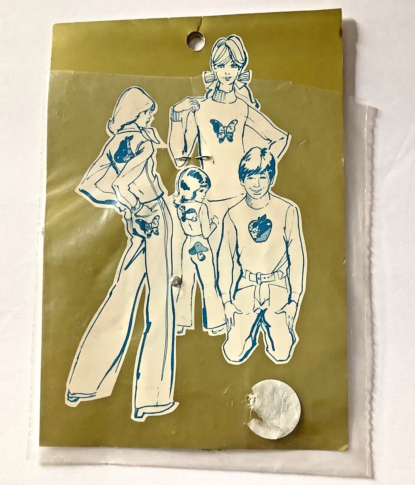 Groovy Patchwork Print Applique Vintage "E-Z" Iron-On Patch Pear Retro Fun