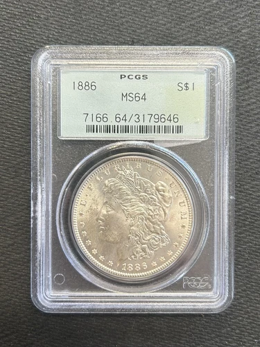 1886 OGH * PCGS MS64 * Silver MORGAN Dollar $1 * Old Green Holder  Eye Appeal!