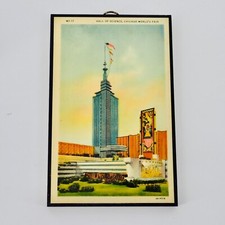 Chicago Worlds Fair A Century of Progress 1933 Wood Picture Plaque Sears Tower
