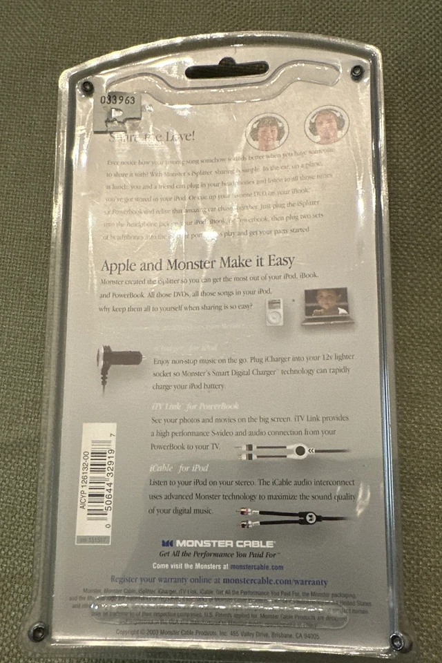 Monster Cable i Splitter Mini Y-Adapter For iPod PowerBook Share Music Movies - Image 2 of 4