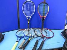 PRINCE TENNIS RACKETS LOT OF 7 VARIOUS MODEL AND SIZES USED WITH COVER