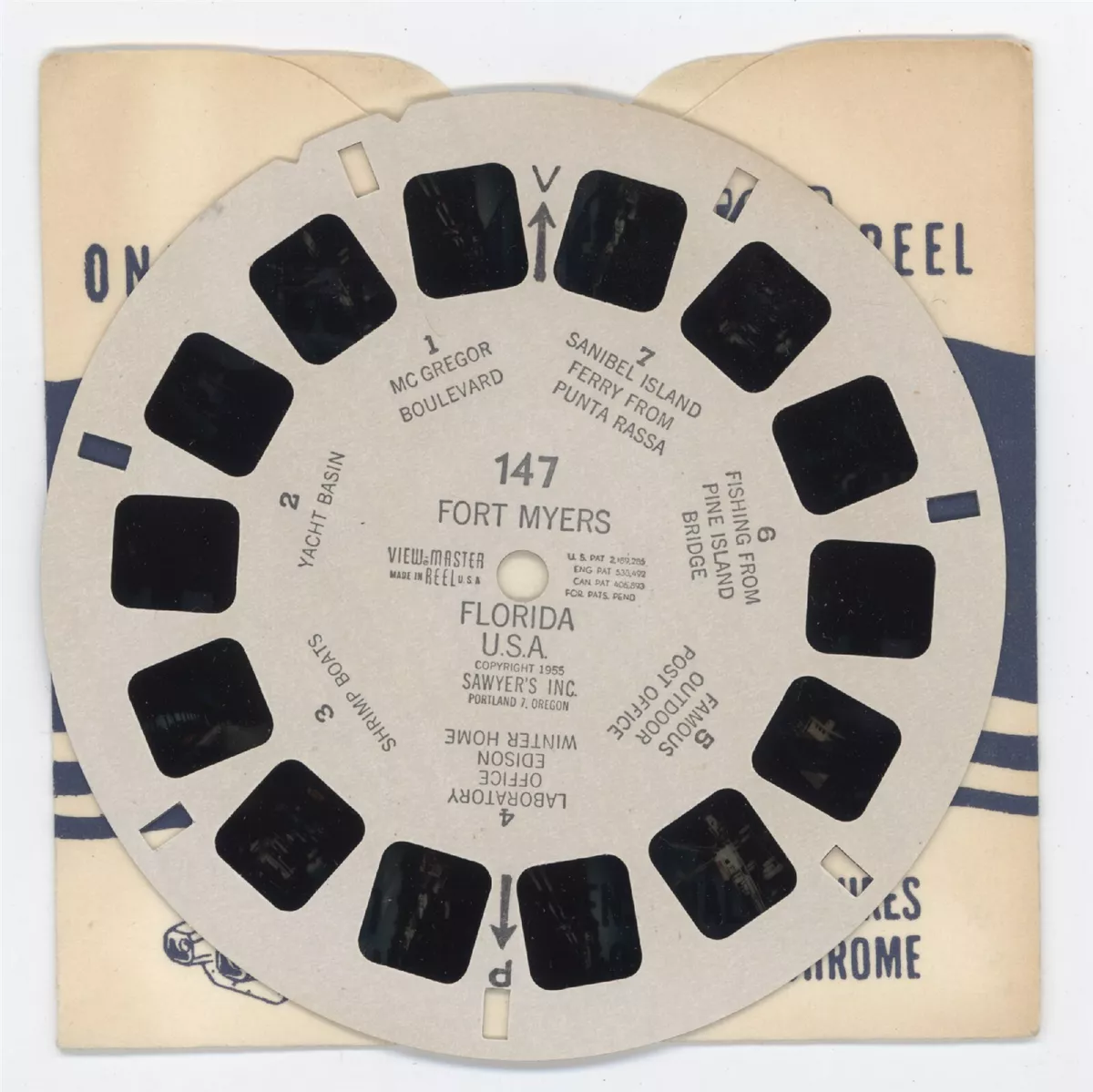 RARE View-Master Reel 147, Fort Myers, Florida, 1955 - MINT - Free