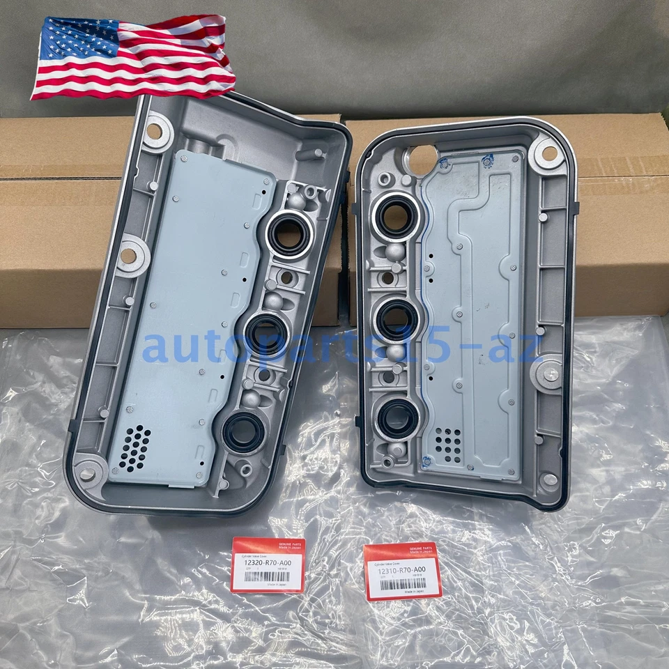 New! 2X Aluminum Engine Valve Cover for Honda Odyssey Pilot Ridgelin Accord 3.5L Foto 4 de 4