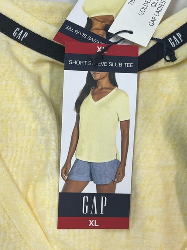 GAP Women Short Sleeve Soft V-Neck Slub Tee Black NWT Size XL choose CLR - Picture 9 of 13
